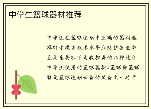 中学生篮球器材推荐