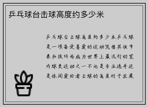 乒乓球台击球高度约多少米