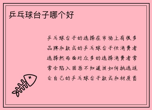乒乓球台子哪个好
