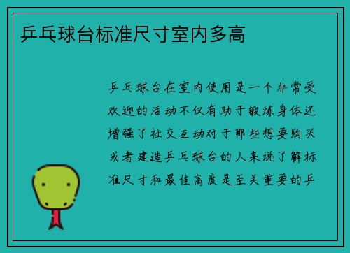乒乓球台标准尺寸室内多高