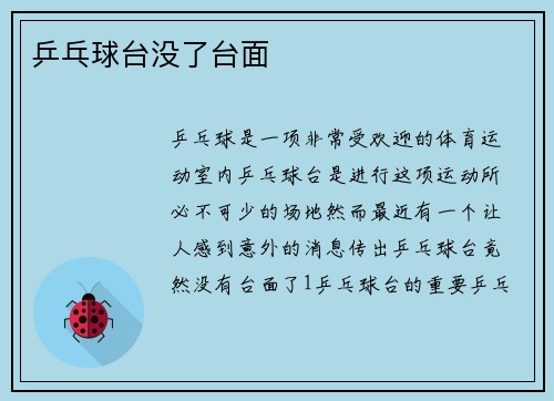 乒乓球台没了台面